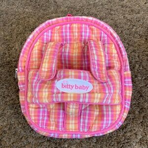 American Girl Bitty Baby Pink Plaid Carrier Backpack Diaperbag